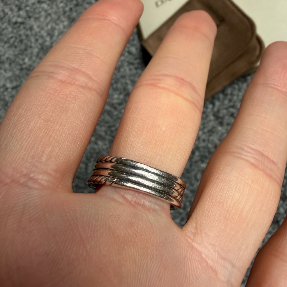 David Yurman X Crossover Band Ring in Sterling Silver 6mm Size 8 - Picture 7 of 8